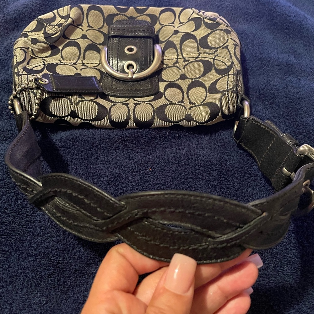Coach Soho black monogram signature shoulder purse hand bag